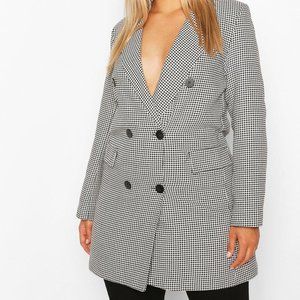 Boohoo Plus-Size Houndstooth Blazer
